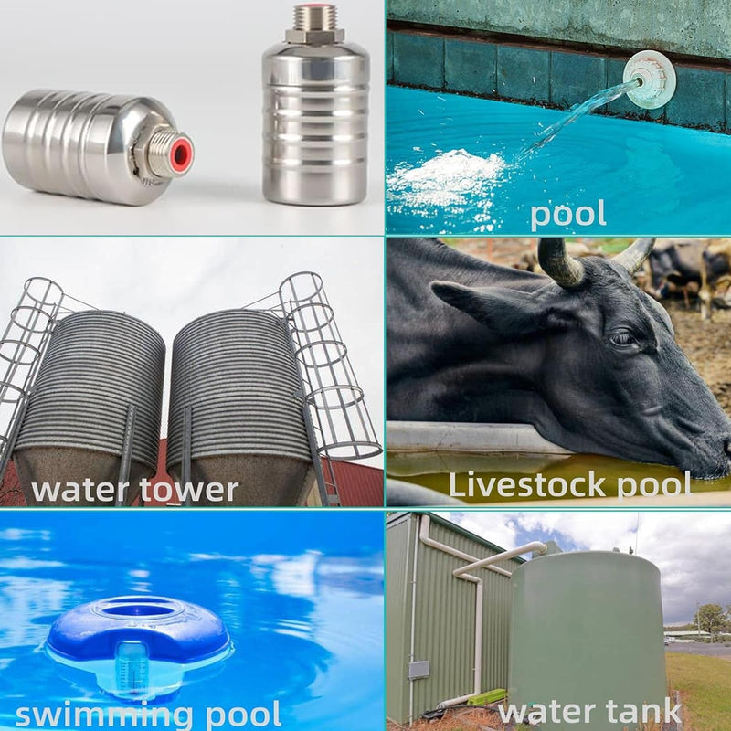 [Australia - AusPower] - 2PCS Float Valve 1/2" Water Level Control Float Valve 304 Stainless Steel Fully Automatic Water Shut off Valve Automatic Water Level Controller for Water Tank Pool Livestock Troughs Upper Water Intake 