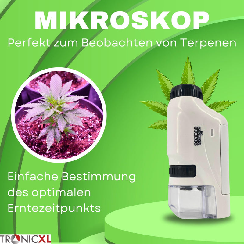 [Australia - AusPower] - TronicXL Grow Pocket Microscope 60x - 120x Magnifying Glass Microscope for Trichome Harvesting Accessories for Growbox Grower Harvest Aid Testing Measuring Device Pests Mushrooms 
