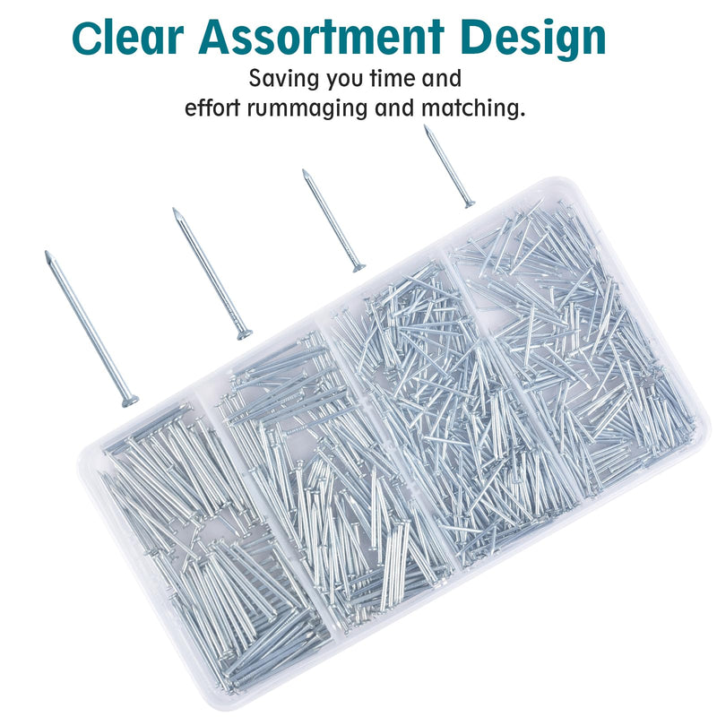 Nail for Hanging Pictures Assortment Kit - 650Pcs Small Nails, Finishing Nails, Hanging Nails, Picture Nails, Wall Nails for Hanging, Pin Nails A. 650Pcs Nails