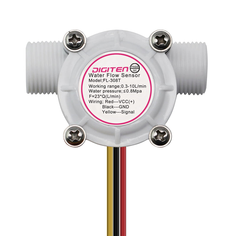 [Australia - AusPower] - DIGITEN G3/8 Water Flow Sensor Witch, Hall Effect Flowmeter Liquid Fluid Meter Sensor Switch Flowmeter Meter 0.3-10L/min 