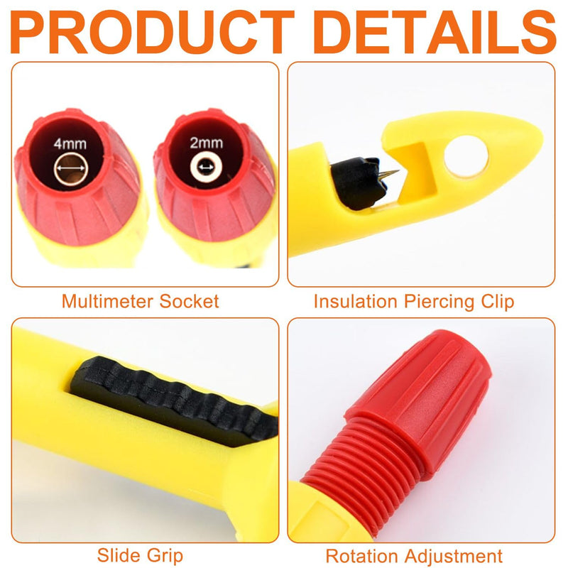 [Australia - AusPower] - 4pcs Wire Piercing Probe, Insulation Piercing Clip Set Wire Piercing Tool for Multimeter Voltage Voltmeter Thermometer Testing (2mm, 4mm) 