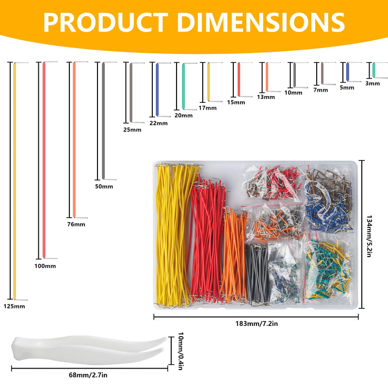 [Australia - AusPower] - 840 Pcs Breadboard Jumper Wires Kit, PCB Breadboard Jumper Wire Cables, Solderless Flexible Breadboard Wire Kit, Circuit Board Breadboard Wires Assortment for Arduino, 14 Length, 2-125 mm 