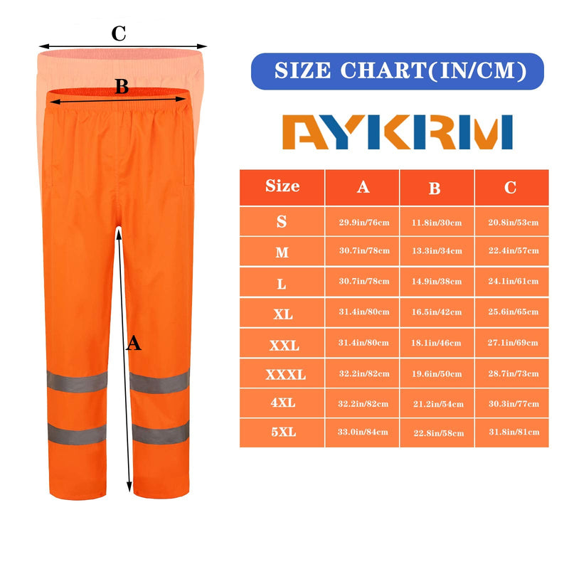 A-SAFETY High Vis Rain Pants for Men Women Waterproof Reflective Safety Rain Trousers Rain Gears for Fishing Sports Works Orange XX-Large