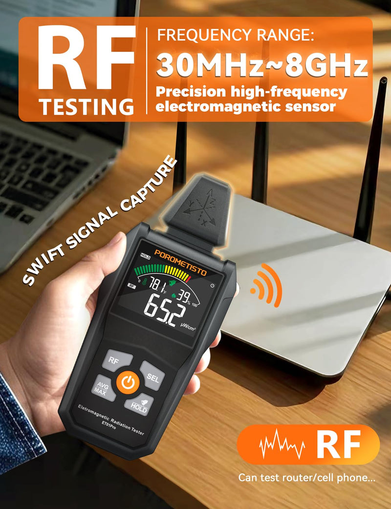[Australia - AusPower] - EMF Meter Radiation Detector, ET01Pro EMF Detector, 5-in-1 Electromagnetic Field & Radio Frequency Detector for Home & Office EMF Inspections, Ghost Hunting| Portable Handheld 