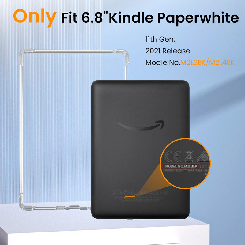 [Australia - AusPower] - 4 in 1 Clear Case with 2 Screen Protector and 50 Sticker for Kindle Paperwhite 11th Gen 2021 & Signature Edition (6.8"),【All-Around Protection】【Light Weight】【Anti-Scratch】Kindle Paperwhite Case, Clear 
