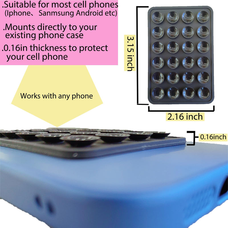 [Australia - AusPower] - Suction Phone Case Mount, Adhesive Phone Accessories for iPhone and Android, Freely Fixed to Mirrors and Flat Surfaces Hands-Free Phone Holder, Tiktok Video and Selfies (Black) Black1 