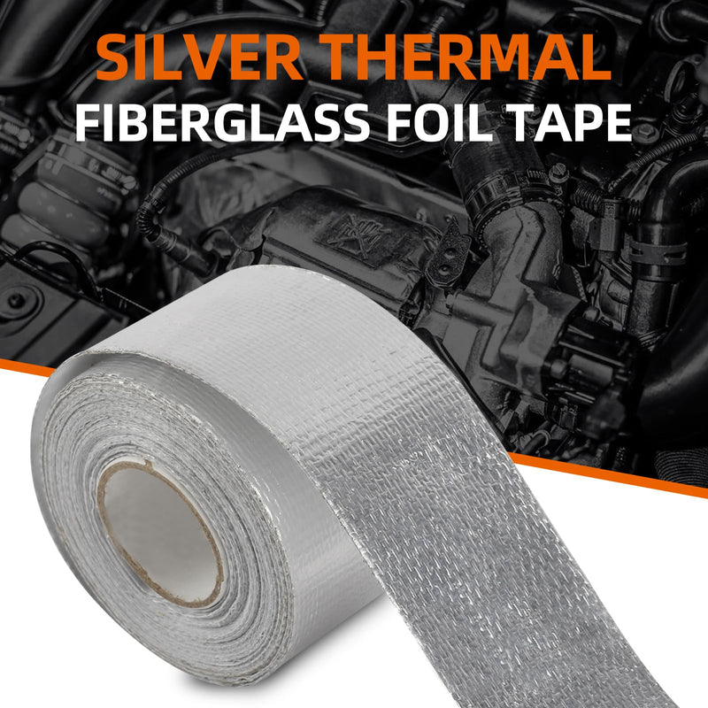 Self-Adhesive Heat Reflective High Temperature Tape - Fiberglass Heat Shielding Foil Tape (1.5 Inch 14.76FT)