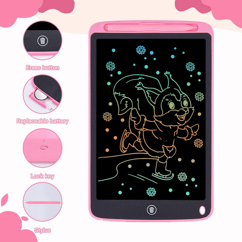 [Australia - AusPower] - Toys Gifts for Girls, LCD Writing Tablet for Kids, Toddler Toys for 3 4 5 6 7 Year Old, 10 Inch Doodle Board Erasable Drawing Tablet Writing Pad Drawing Pad with Lanyard, Toddler Travel Toys (Pink) pink 