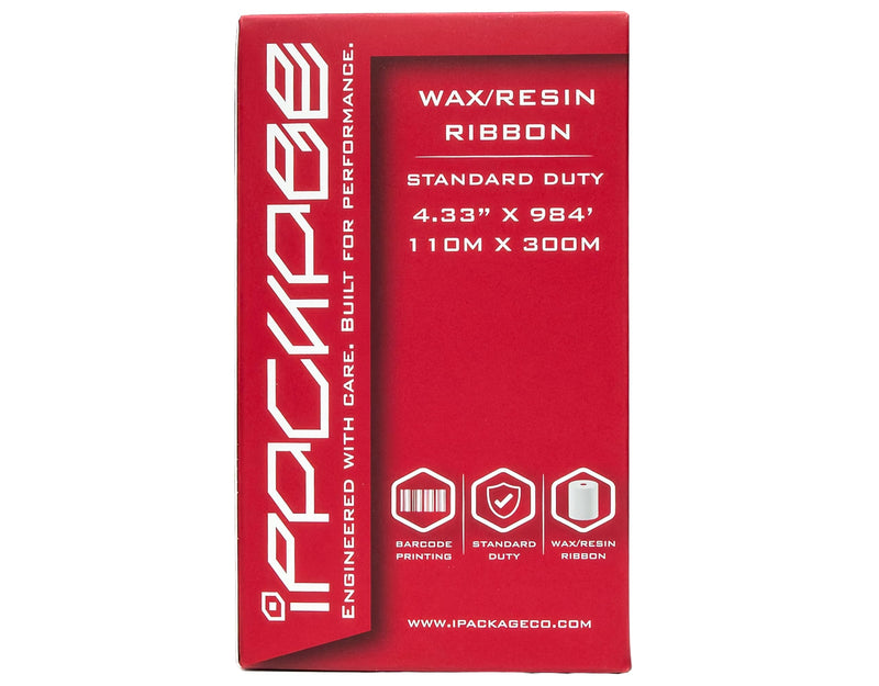 Thermal Transfer Wax/Resin Ribbon 4.33" x 984' (110mm x 300m) 1 roll | Industrial Barcode & Shipping Labels | Zebra, TSC, GoDex, Citizen Compatible | 1" Core, Ink Out