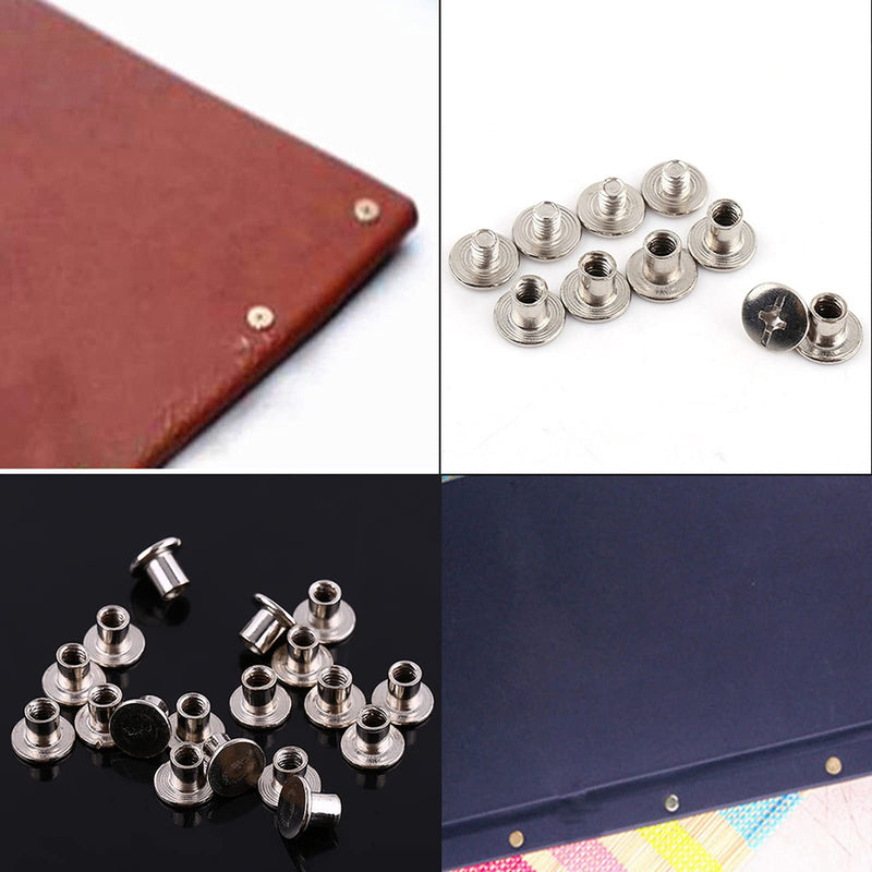 [Australia - AusPower] - Rivet Screws, 100PCS Binding Screws + 100PCS Binder Screw Set DIY Rivet Screw Chicago Binding Screw Phillips Head Rivets for Photo Album Leather Working 