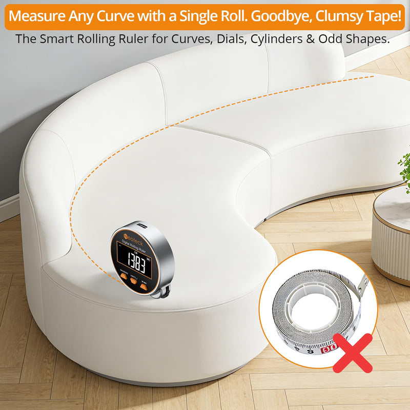 Neoteck Digital Tape Measure 656Ft, Rechargeable Electronic Rolling Ruler with LCD Display,Measures Curve,Diameter&Flat Surface,Portable Rolling Wheel Tape Measurefor DIY,Woodworking,Home Renovation