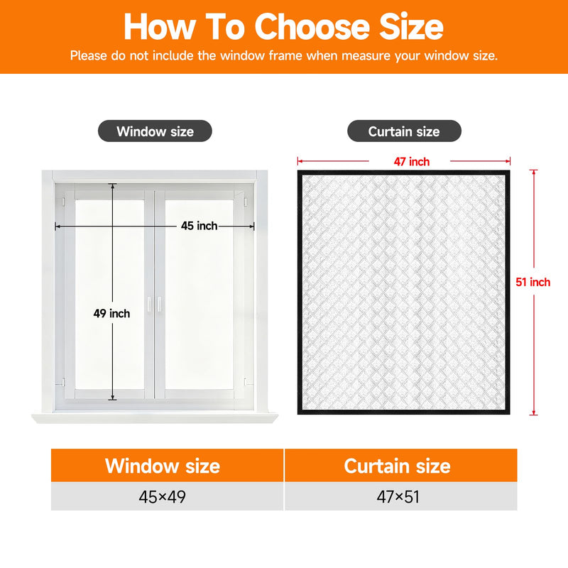 Insulated Window Cover, Veanusiver Upgraded Oxford Cloth Waterproof Thermal Insulated Blackout Window Insulation kit, Fits up to 45x49 inch Windows to Keep Warm in Winter Fit up to 45x49 inch
