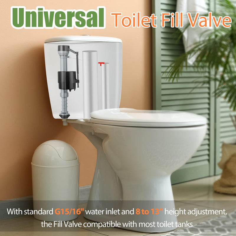 [Australia - AusPower] - Saillong 2 Pack Toilet Fill Valve Replacement, Height Adjustable Universal Toilet Tank Flusher Replacement Kit, Leak-Proof Easy Install Fill Valve Repair Kit 