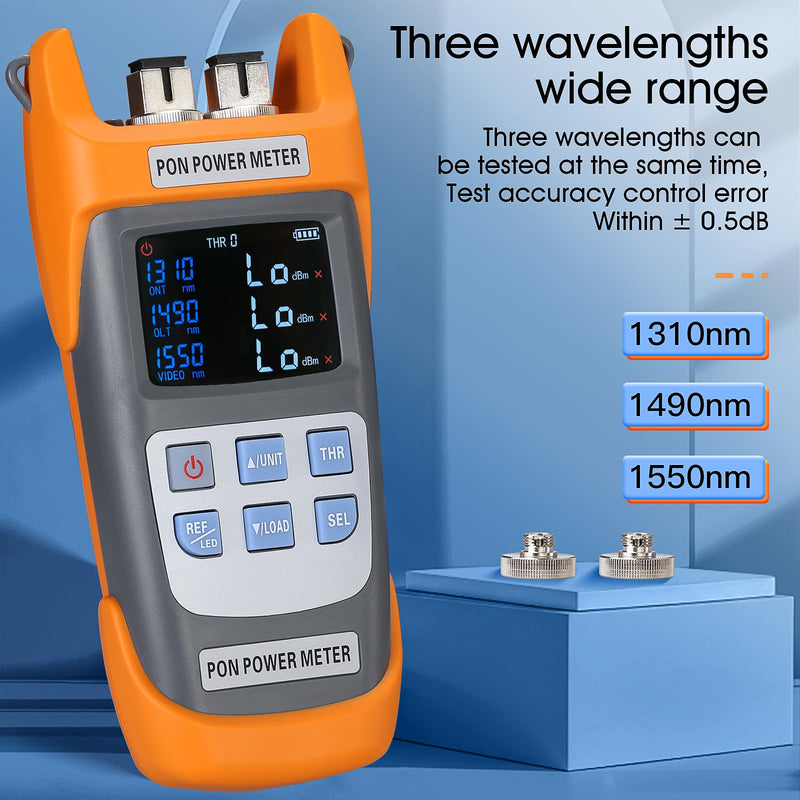 [Australia - AusPower] - PON Optical Power Orange A-330U SCUPC Interface Optical Fiber Power Meter Network Online Detection Tester with SCUPC/FCUPC Adapter 1310 1490 1550nm (SCUPC FCUPC Interface) SCUPC FCUPC interface 