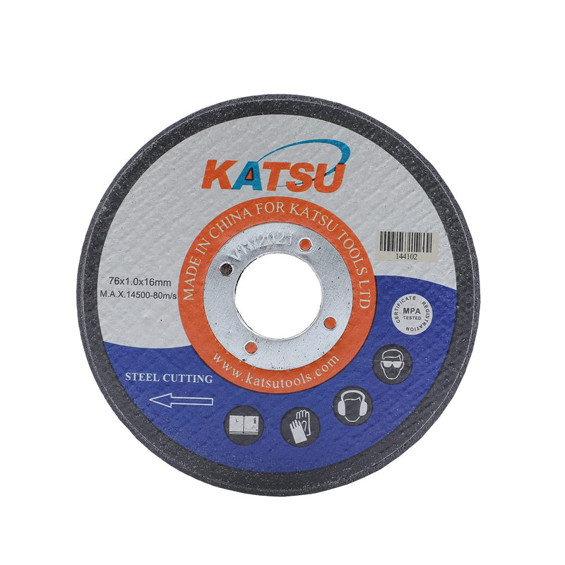 [Australia - AusPower] - Katsu steel cutting disc, 76 mm, 3 inches, 10 pieces, 1.0 mm, metal cutting discs for mini angle grinders, 144102 