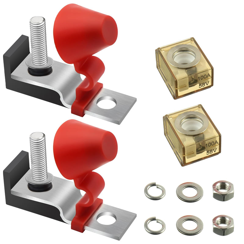 [Australia - AusPower] - Linkstyle MRBF Terminal Fuse Block, 58V 100AMP Marine Rated Battery Terminal Fuse with 5/16" Stud and Waterproof Cap, for RV, Boat, Automotive Power Systems 