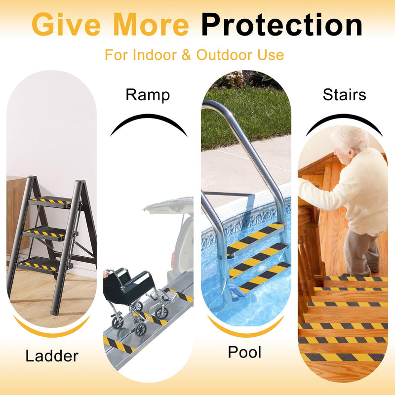 Grip Tape 3 Inch x 33 Ft, Black & Yellow Anti Slip Tape for Stairs, Heavy Duty Anti Slip Traction Tape, Waterproof Grip Tape Safety Non Skid Roll for Outdoor, Indoor, Stair, Step, Ramp 3 inch -1