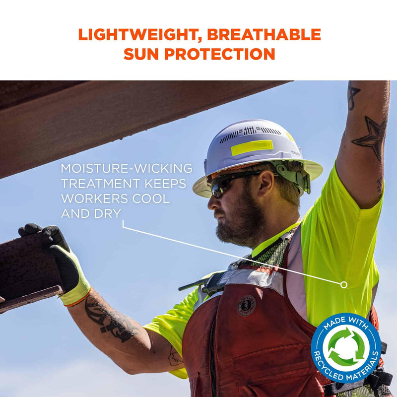 Ergodyne GloWear 8289-ECO Recycled Safety Shirt, Class 2 Type R Hi Vis Reflective Safety Shirt, ECO-Friendly Lime Large