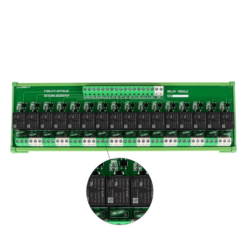 [Australia - AusPower] - Relay Board, 16 Channel 1 SPDT DIN Rail Mount 24V DC/AC Relay, Interface Board 