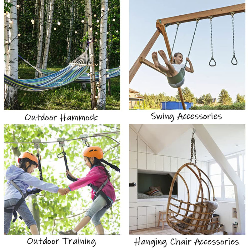 [Australia - AusPower] - 2PCS 24" Length Stainless Steel Hanging Chair Chain with 4 Carabiners Load Bearing 400-800LB 
