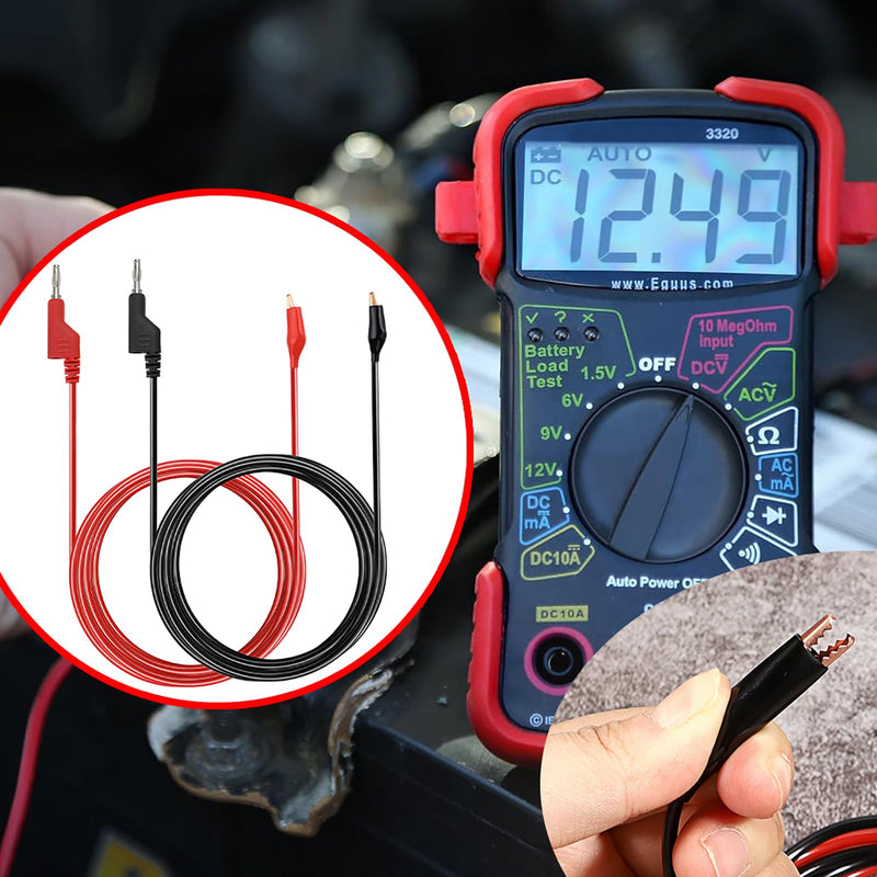 [Australia - AusPower] - Sumnacon Multimeter Test Lead Set of 2 6.6Ft/2M Stackable Banana Plug to Alligator Clips Test Cable Kit with Protective,Soft Silicone Flexible Electrical Test Wire Leads for Electrical Testing 500V/5A 