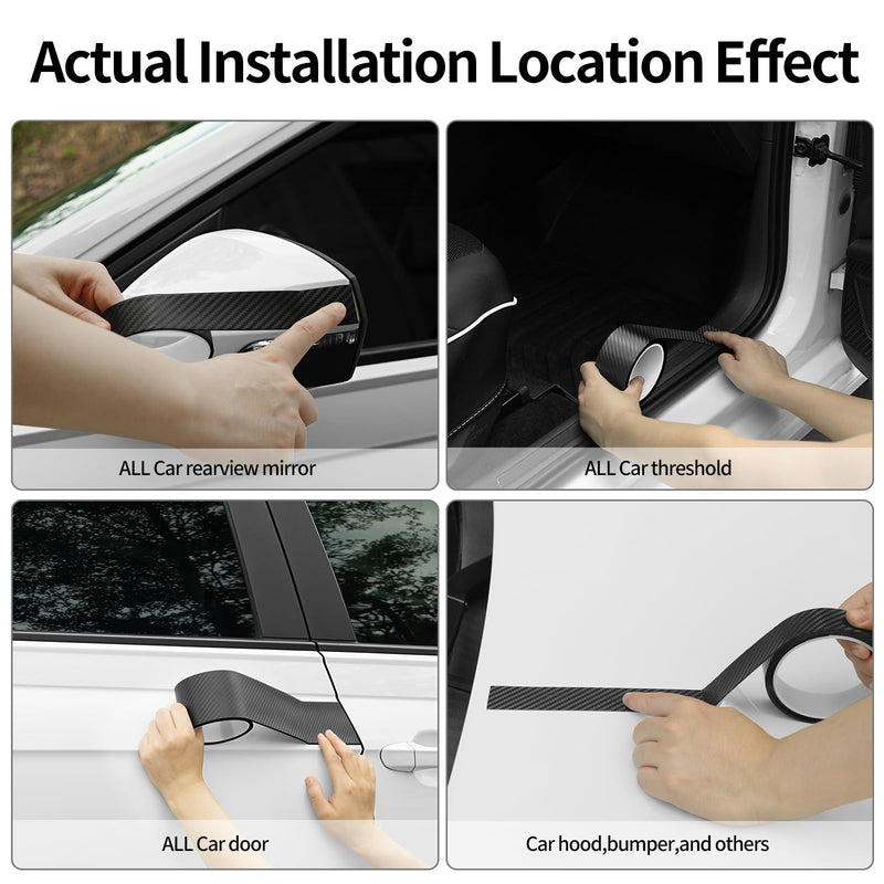 Carbon Fiber Vinyl Wrap Tape for Cars, 2.7In x 33ft Door Sill Protector, Waterproof Scratch Resistant Car Trim Film, Interior & Entry Protection