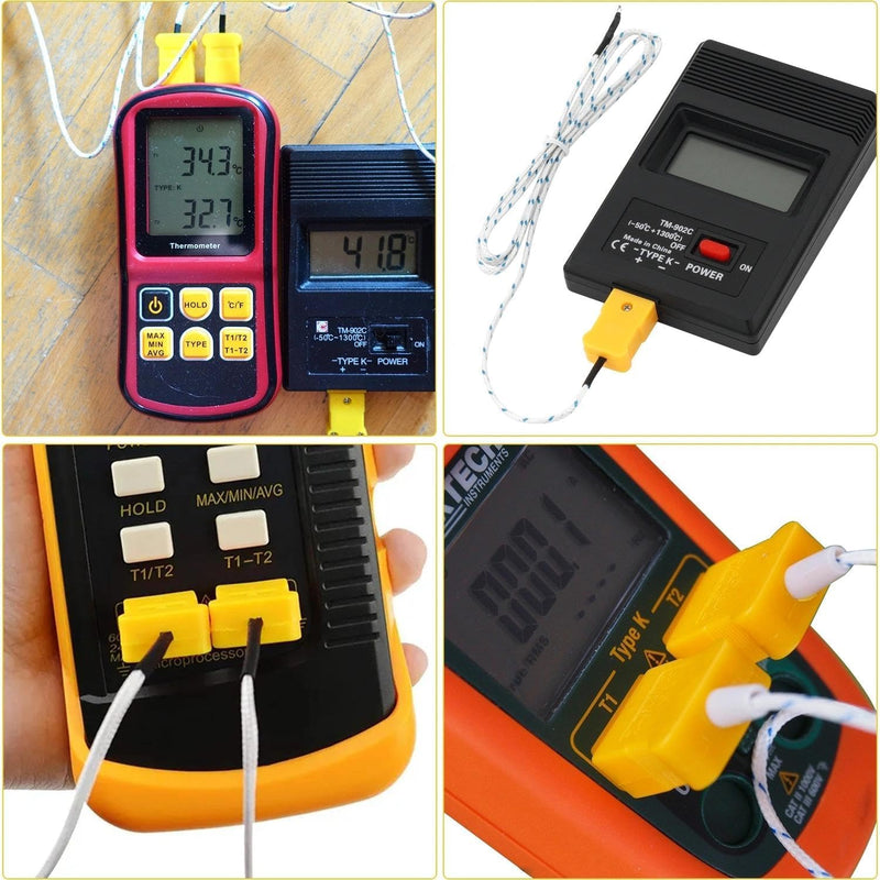 [Australia - AusPower] - 5Pcs K Type Mini-Connector Thermocouple, 3 M/9.8 ft Temperature Probe Sensor, Type K Thermocouple Wire Measure Range -50 to 400 Celsius, Compatible with TM902C/ TES1310 