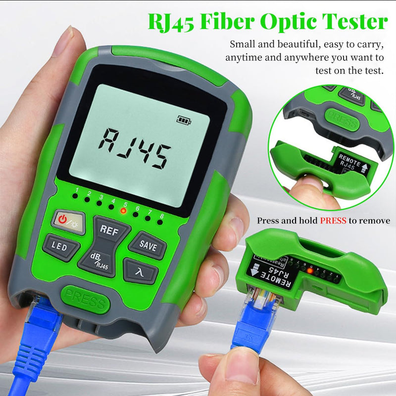 [Australia - AusPower] - Fiber Optic Cable Tester, 70 to +10Dbm Optical Fiber Power Meter with Built in Battery, Portable Visual Fault Locator with Calibration and Relative Power Calculation Function 