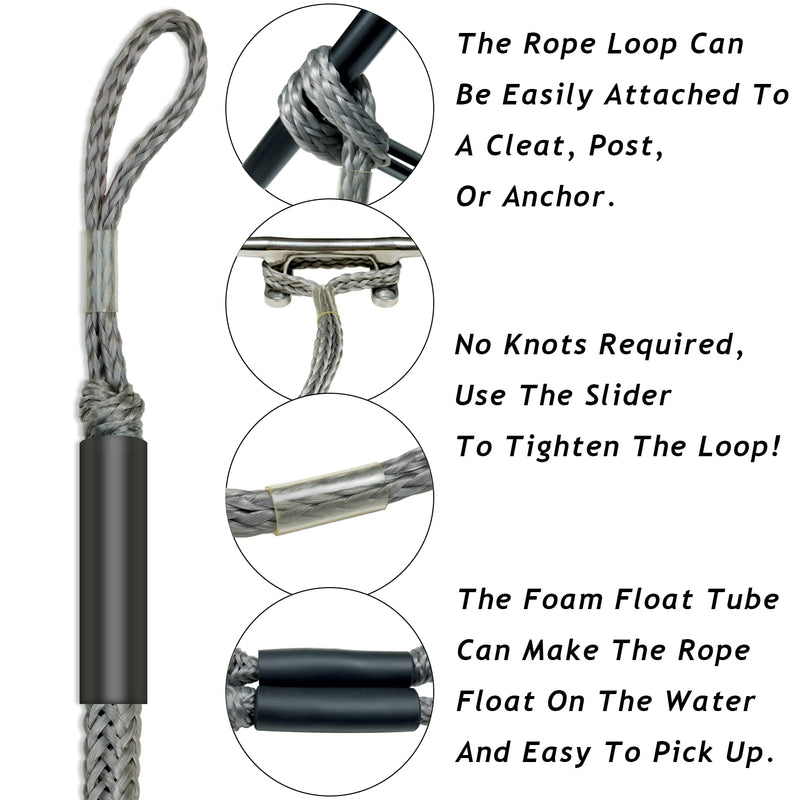 4FT Premium Boat Bungee Dock Lines Jet Ski Accessories with Marine Grade 316 Stainless Clip Safely Mooring for Jet Ski, SeaDoo, Yamaha WaveRunner, Kayak, Pontoon Boat, Dinghy 4~5.5ft 4 Feet Grey