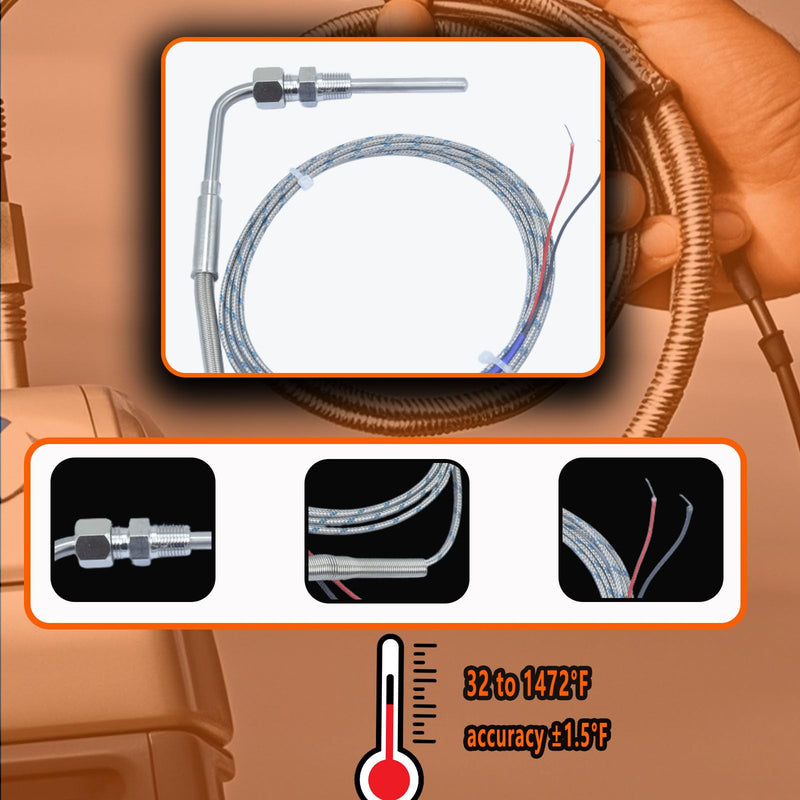 [Australia - AusPower] - 2 Packs K-Type thermocouple Probe for Measuring Automotive Exhaust Temperature Thread 1/8 Cable 79in 