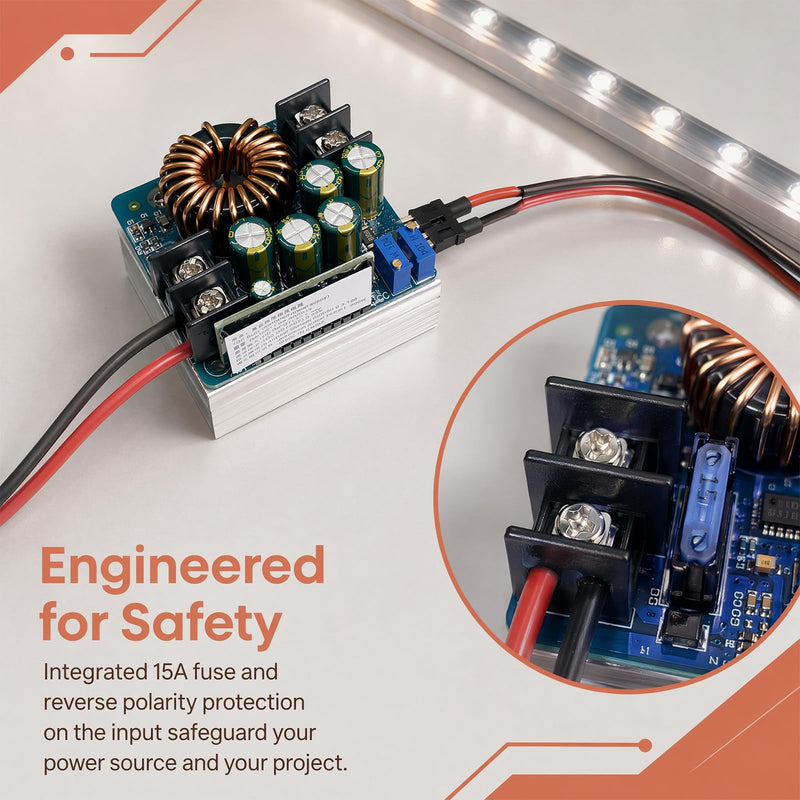 High Power Step Down Converter 400W: Operating and CC Display DC-DC Buck Converter, Voltage and Current Control Adjustable CV/CC Regulator, 0-45V Output Voltage, for Electronics