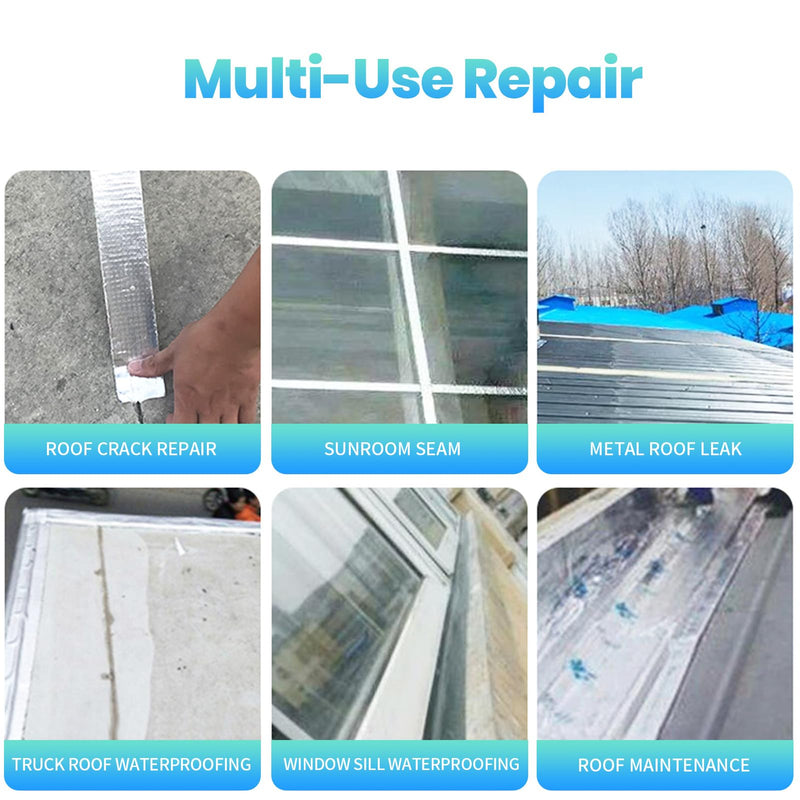 [Australia - AusPower] - ADHES Upgrade Butyl Tape Waterproof Tape, 1.2mm Thick, 2 inch x 16 feet, Aluminum Foil Tape Butyl Sealant tape for RV Repair, Window, Boat and Pipe Sealing, Glass & EDPM Rubber Roof Patching,Silver 50mm x 5m 