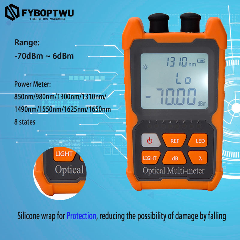 [Australia - AusPower] - 4 in 1 Function Fiber Optic Tester Portable Optical Power Meter (FC/SC/ST) & VFL 2mw Visual Fault Locator & LED, OPM & VFL, Range: (-70) dBm ~ (+6) dBm, 1pc -70 dBm to +6 dBm 
