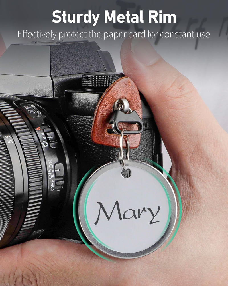 Uniclife 200 Pack Key Tags 1.5 Inch Round Key Chain Tags Writable White Paper Labels with Metal Edges and Split Rings Sturdy Lightweight Key Item Identifiers 200 PCS