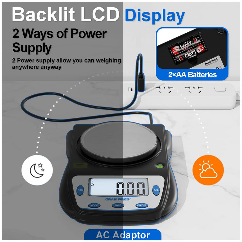 [Australia - AusPower] - Digital Lab Scale 600g X 0.01g Accuracy,Precision Electronic Gram Scale,Analytical Balance Scientific Scale,for Jewelry, Powders, Coins, Etc. 