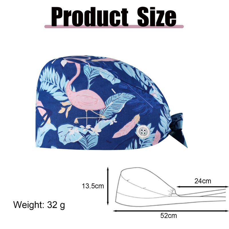 Surgical Cap Women's Fabric Nurse Hood Adjustable Surgical Hat Buttons Adjustable Work Cap with Sweatband Hoods Bag Caps Cotton Dust Cap Printed Turban Hat