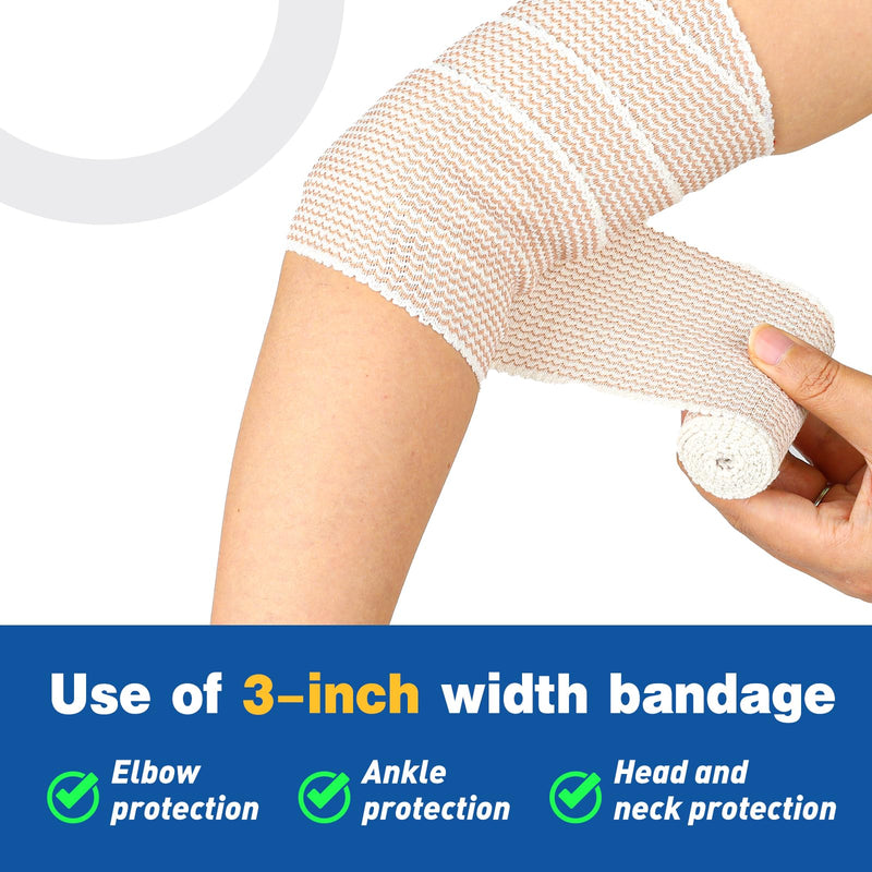 AZEN Premium 8 Pack Elastic Bandage Wrap (2x2", 2x3", 2x4", 2x6"), Compression Wrap Bandage for Legs, Ankle, Knee, Tummy, Body, Latex-Free, Lymphedema Wraps for Legs A-8p