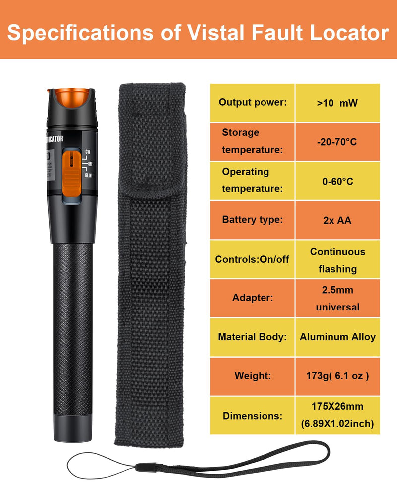 [Australia - AusPower] - Fiber Termination Kit, Fiber Light Meter G710A, 10Km Visual Fault Locator, FC-6S Cleaver, FTTH Tool Kit for CATV Engineering 