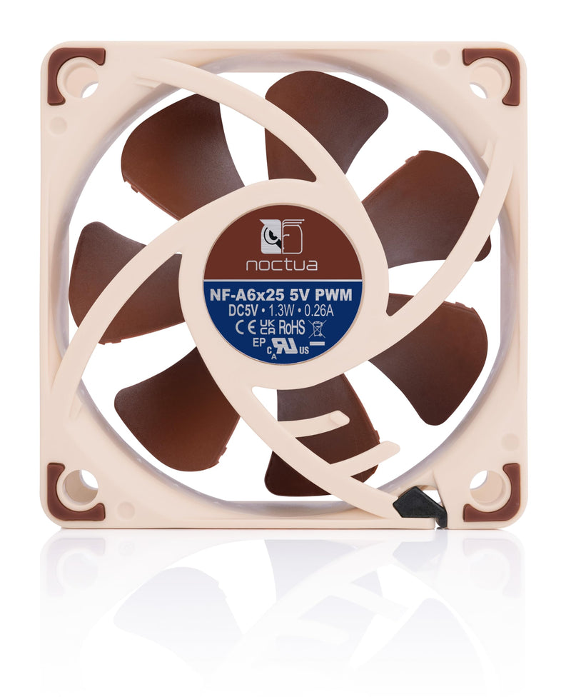 Noctua NF-A6x25 5V PWM, Premium Quiet Fan, 4-Pin, 5V Version (60mm, Brown) (Pack of 2) 60x60x25mm (Pack of 2)
