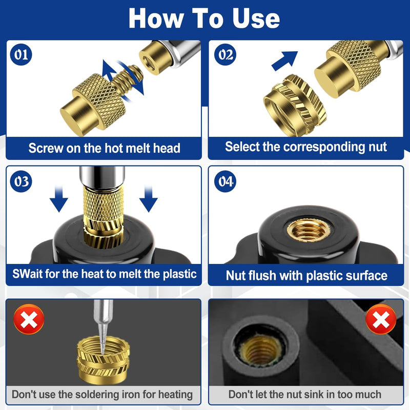 [Australia - AusPower] - Threaded Inserts, Soldering Tips Set, Soldering Tips, Melting Aid, with 130 Pieces Thread Inserts M2/M3/M4/M5/M6/M8, for Thread Insert, Soldering Tips, Thread Insert Set 