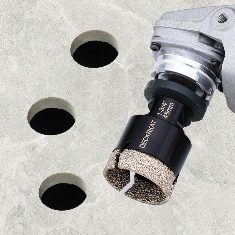 [Australia - AusPower] - Diamond Hole saw, 1-3/4" Hole Saw for Tiles Granite Marble Ceramic Glass Porcelain, 45mm Core Drill Bit with 5/8-11 Thread and 3/8” Hex Shank Adapter for Angle Grinders & Drills 1-3/4"(45mm) 