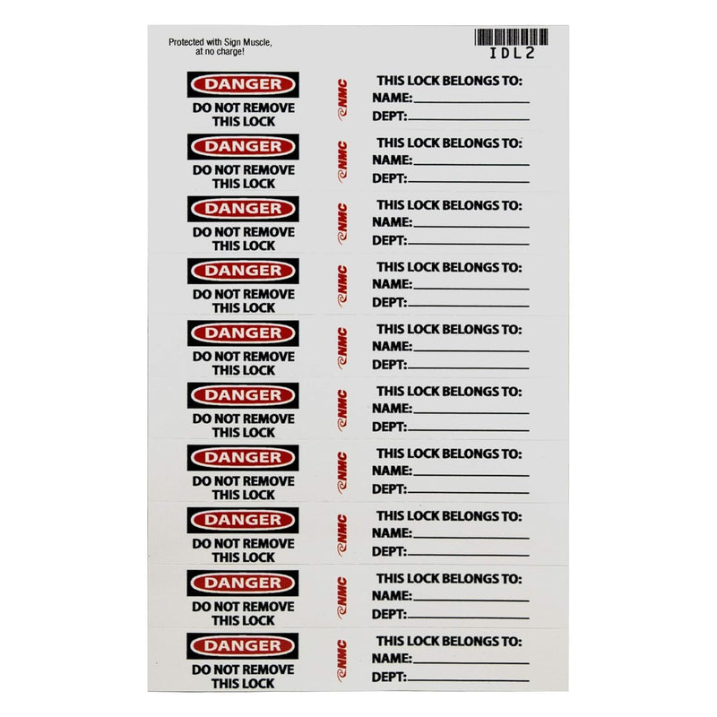 NMC IDL1 DANGER Label - PS Vinyl Danger Lockout Stick-On Label, 3⁄4 x 5 inch, White [Pack of 40]