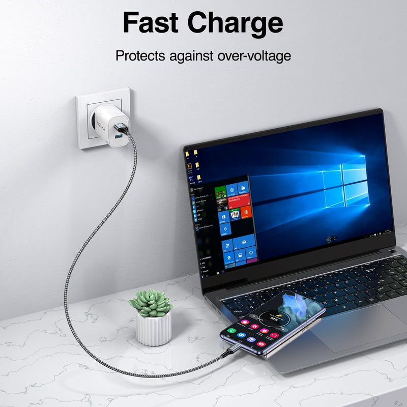 SIZUKA USB C Cable [3 Pieces 2 M] 3.1 A Charging Cable USB C Fast Charging Cable Type C | Fast Charge USB C Fast Charging Cable for iPhone 17 16 15 Pro Max, Galaxy S25 S24 S23, Pixel, MacBook, iPad, Xiaomi 2 m + 2 m + 2 m