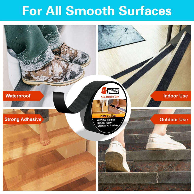 Bghdas Non-Abrasive Grip Wrap Tape, 2In x 30ft, Thick Heavy Duty Tape. Tear, Peel & Slip Resistant for Max Comfort and Control, for Wrapping Tools, Home Goodsm, Hardware, Utility Items More (Black) Black 2" x 30'