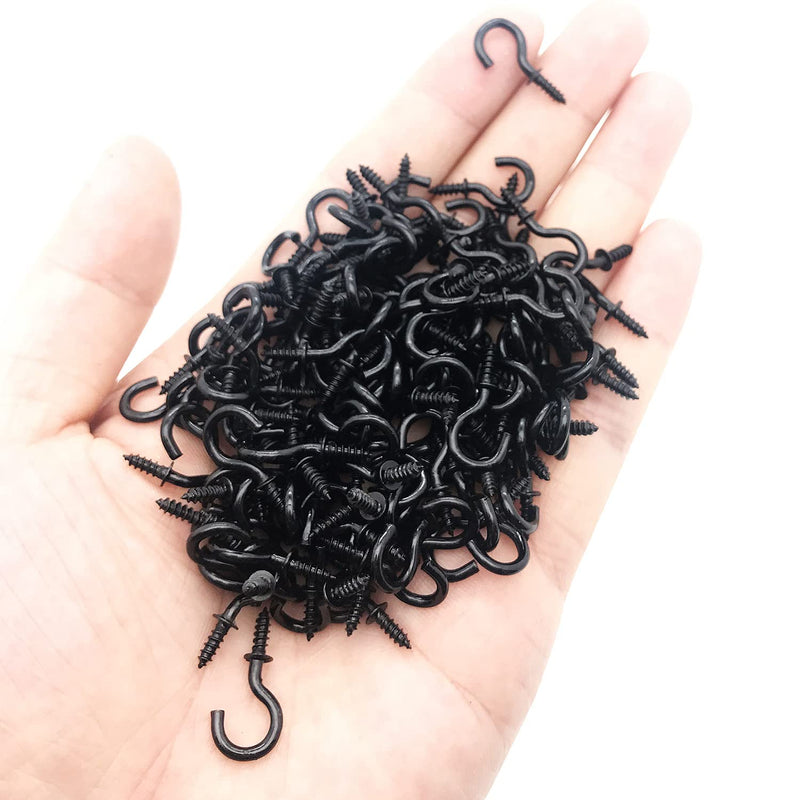 [Australia - AusPower] - 120 Pcs 1/2 Inch Screw-in Hooks Nickel Plated Metal Cup Hooks, Ceiling Hooks Black 