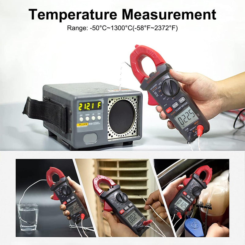 [Australia - AusPower] - Digital Clamp Meter Multimeter 6000 Counts Voltage Tester Auto-ranging Measures AC DC Current Voltage Temperature NCV Frequency Diode Resistance Capacitance Backlight Electrical Tester 