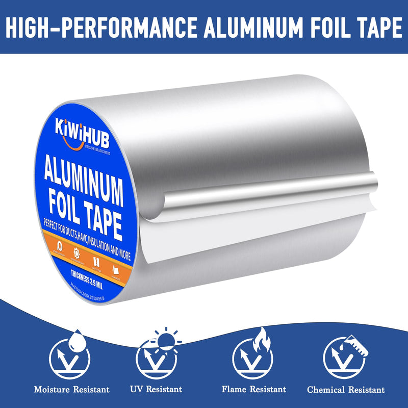 Aluminum Foil Tape, 6 inch x 65ft(3.9Mil), Heavy Duty HVAC Tape, Insulation Adhesive Metal Tapes for Ductwork, Dryer Vents Pipe, Sealing and Repairing 1