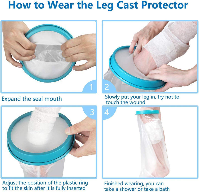[Australia - AusPower] - Lxuemlu 100% Waterproof Leg Cast Cover for Shower and Bath, Reusable Sealed Watertight Foot Protector to Keep Wound & Bandages Dry, Perfect Fit for Leg Foot Ankle and No Mark on Skin 