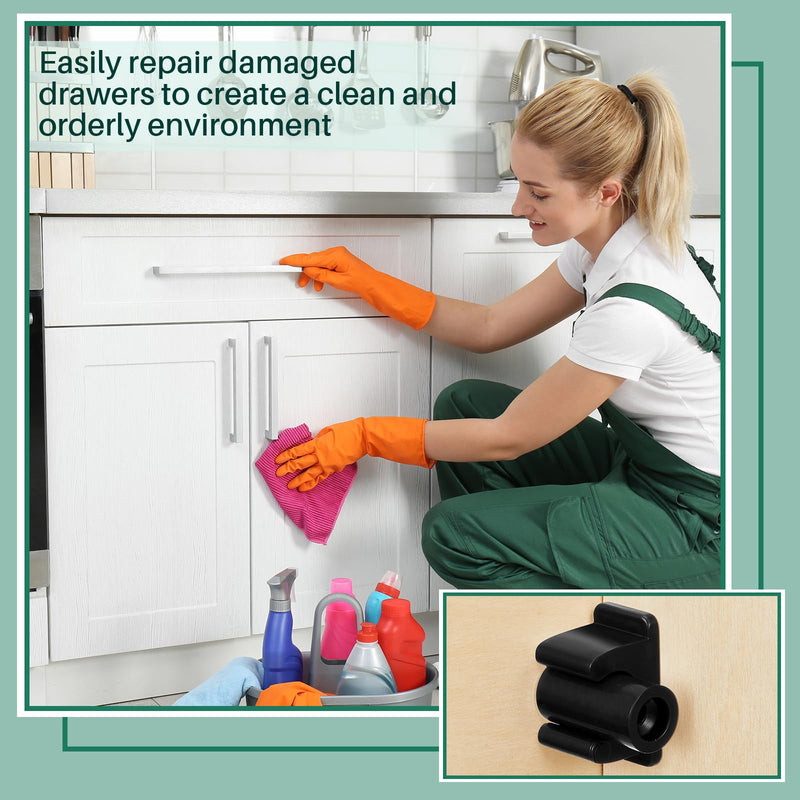 [Australia - AusPower] - Juexica False Cabinet Front Clip False Drawer Front Clips Sink Tip Out Snap with Screws Screwdrivers for Hardware Replacements 4 Black 
