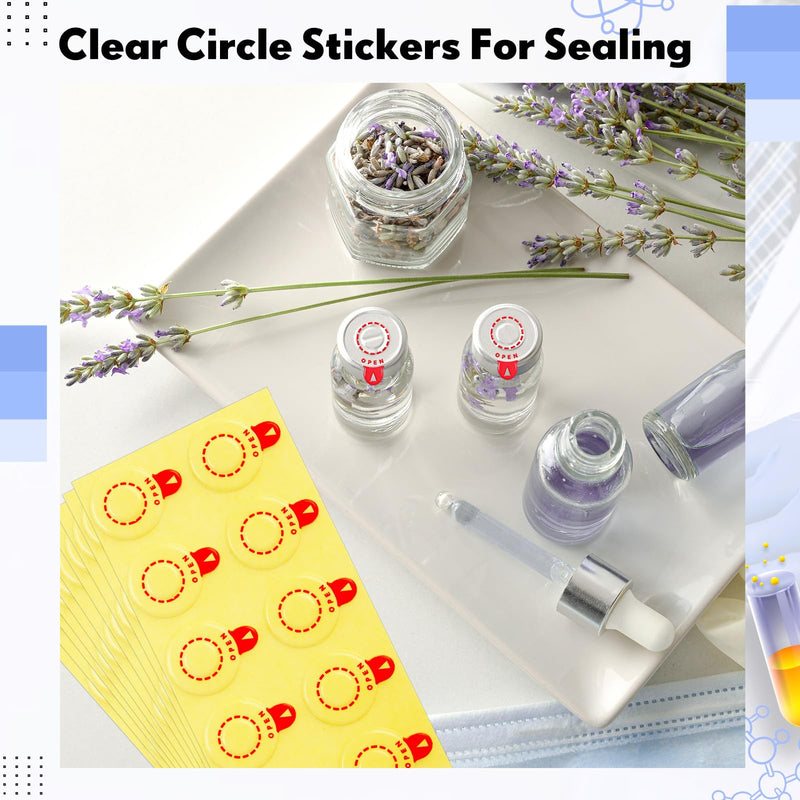 100 Pcs Clear Circle Stickers for Sealing Vial Labels Leak-Proof Self Adhesive Transparent Stickers for 13 mm Aluminum Plastics Caps 3 ml Vial Caps